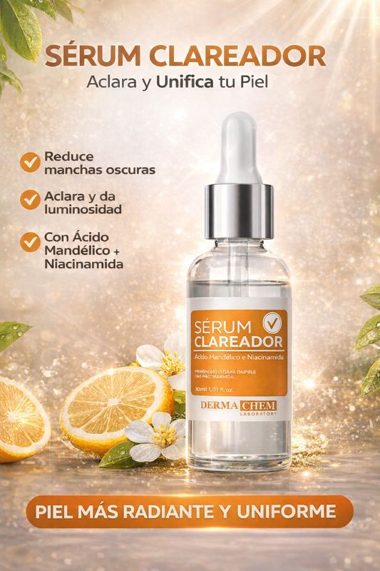 Sérum Aclarador Facial DermaChem con Ácido Mandélico + Niacinamida – Reduce Manchas y Unifica la Piel